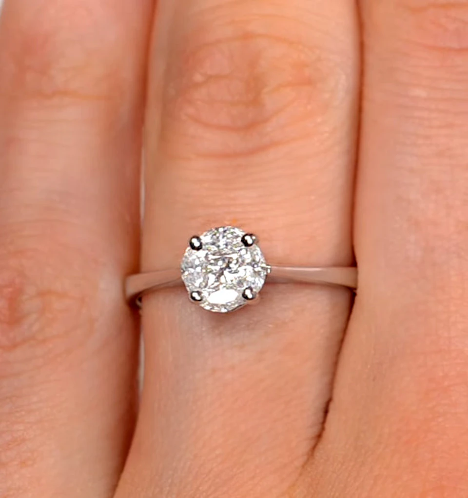 Galileo 1.00ct Look Diamond 0.38ct And 18K White Gold Ring