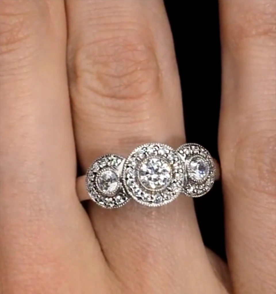 Celeste Halo Pave Ring 0.92ct of H/Si Lab Diamonds in 9K White Gold