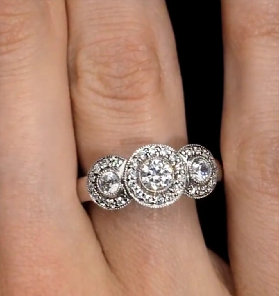 Halo Pave Ring - Celeste - 0.92ct of H/Si Diamonds in 18K White Gold