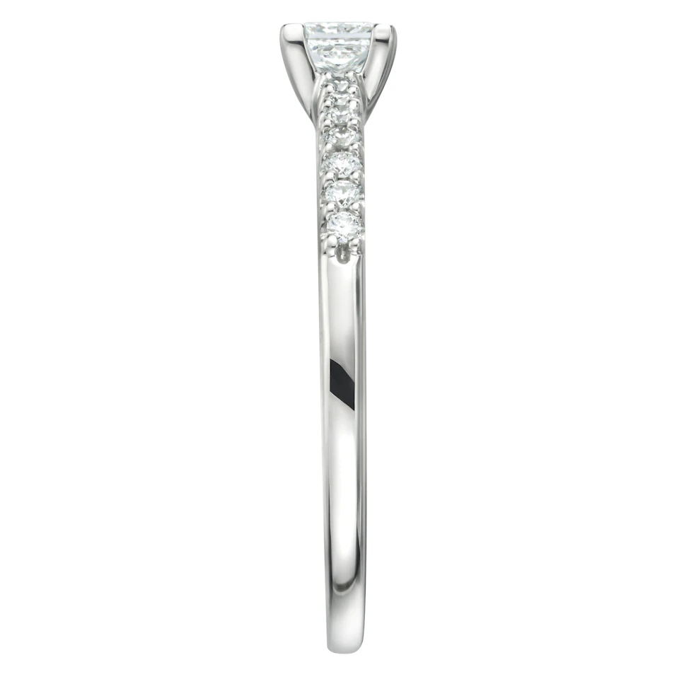 Princess Cut Lab Diamond Engagement Ring 0.50ct H/Si in 9K White Gold