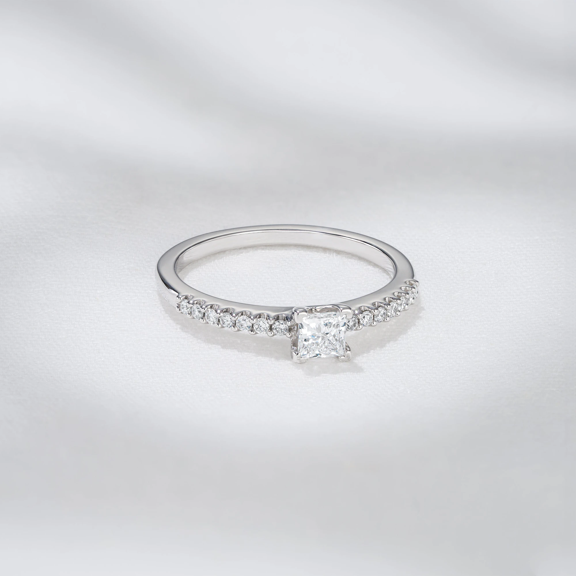 Princess Cut Lab Diamond Engagement Ring 0.50ct H/Si in 9K White Gold