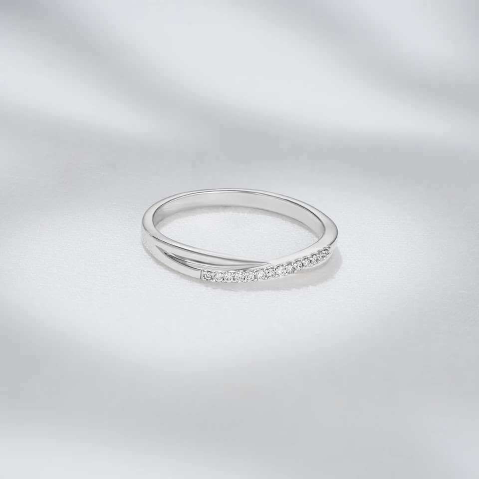 Lab Diamond Half Eternity Wave Ring 0.05ct in 925 Silver