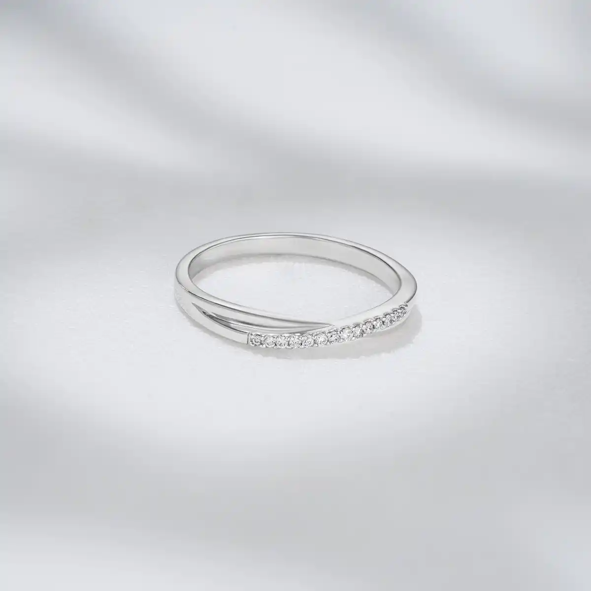 Lab Diamond Half Eternity Wave Ring 0.05ct in 925 Silver