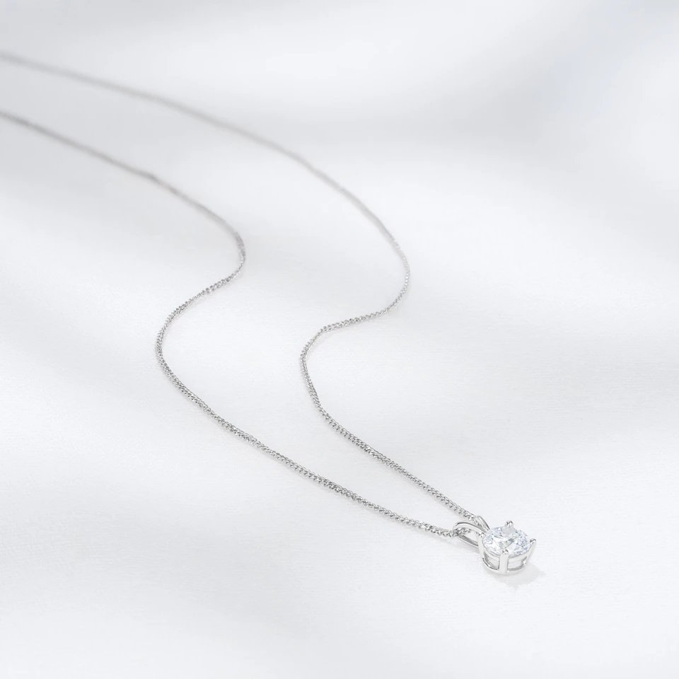 Chloe 0.50ct Lab Diamond Solitaire Necklace Pendant in 9K White Gold H/Si