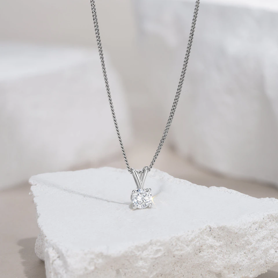 Chloe 0.50ct Lab Diamond Solitaire Necklace Pendant in 9K White Gold H/Si