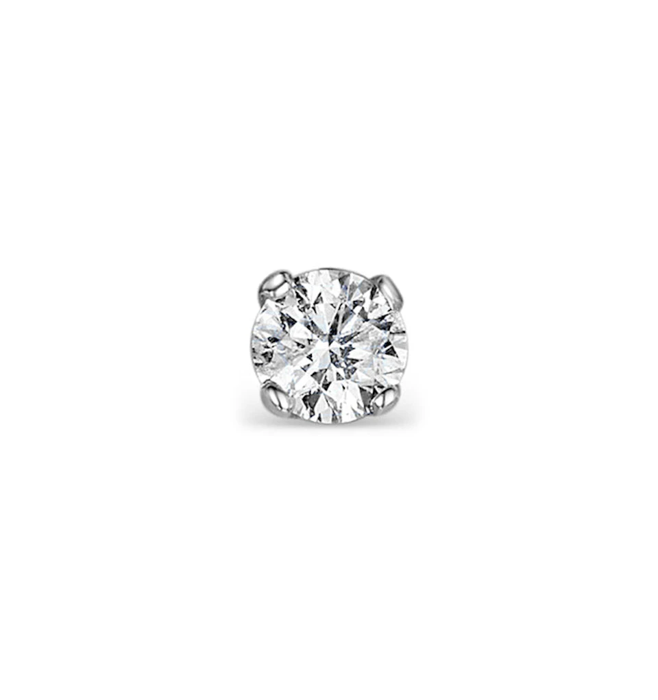 SINGLE Stud Diamond Earring 0.20ct Premium Quality 18KW Gold - 3.8mm