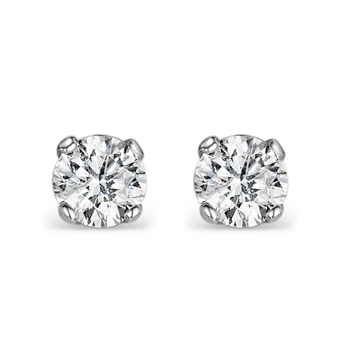 Diamond Earrings 0.50CT Studs H/SI Quality in 18K White Gold - 4.1mm
