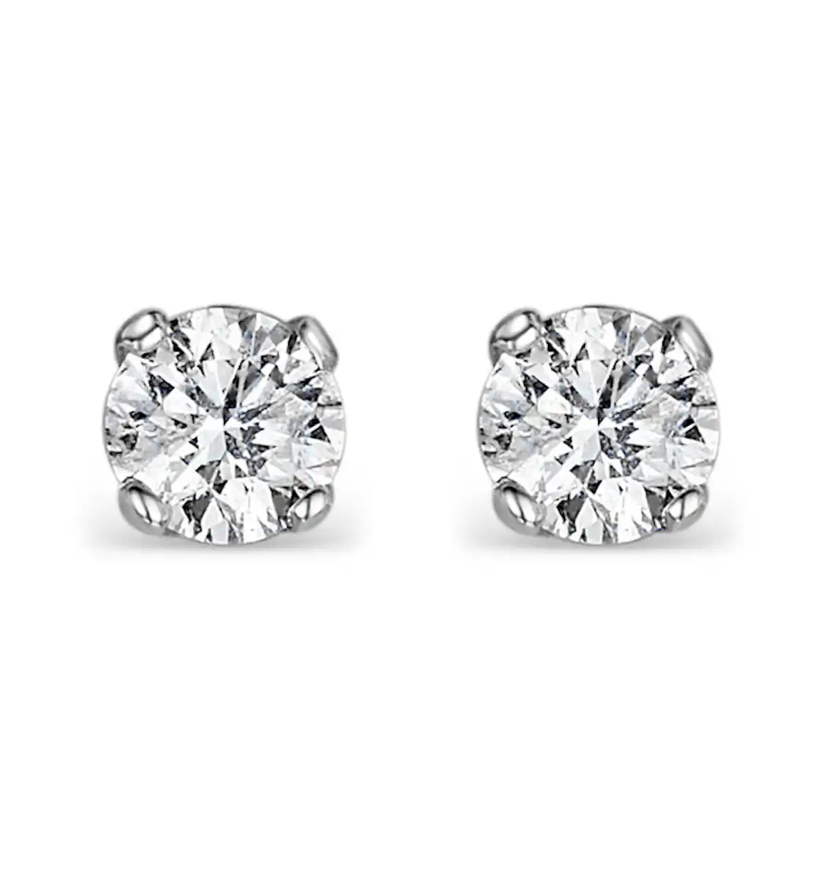Diamond Earrings 0.66CT Studs H/SI Quality in 18K White Gold - 4.5mm