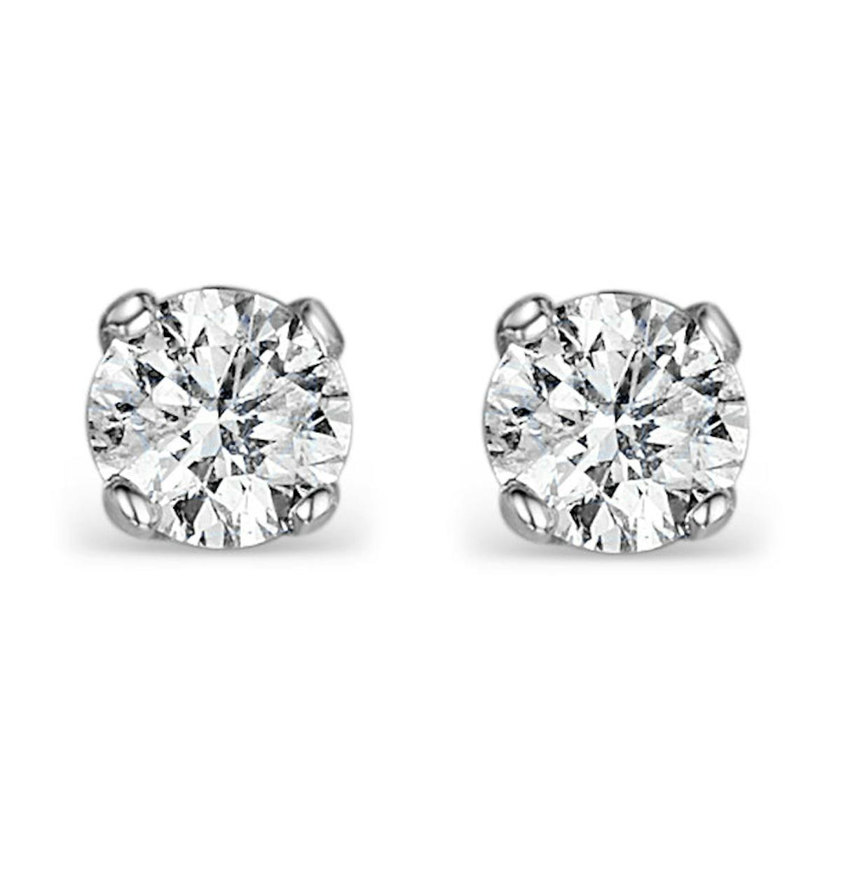 Diamond Earrings 1.00CT Studs H/SI Quality in 18K White Gold - 5.1mm