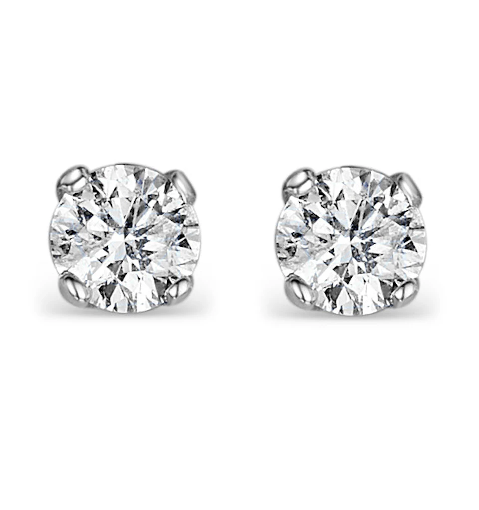Diamond Earrings 1.00CT Studs G/Vs Quality in 18K White Gold - 5.1mm