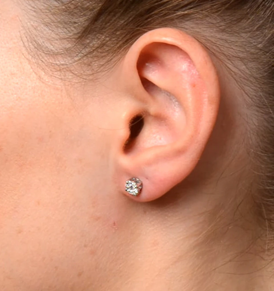 Diamond Earrings 1.00ct Look Galileo Style - 0.30ct in 18K White Gold