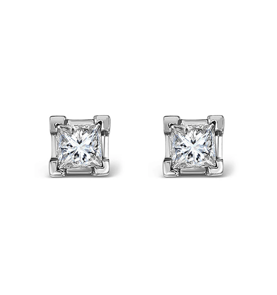 Platinum Princess Diamond Earrings - 0.30CT - G/VS - 3mm