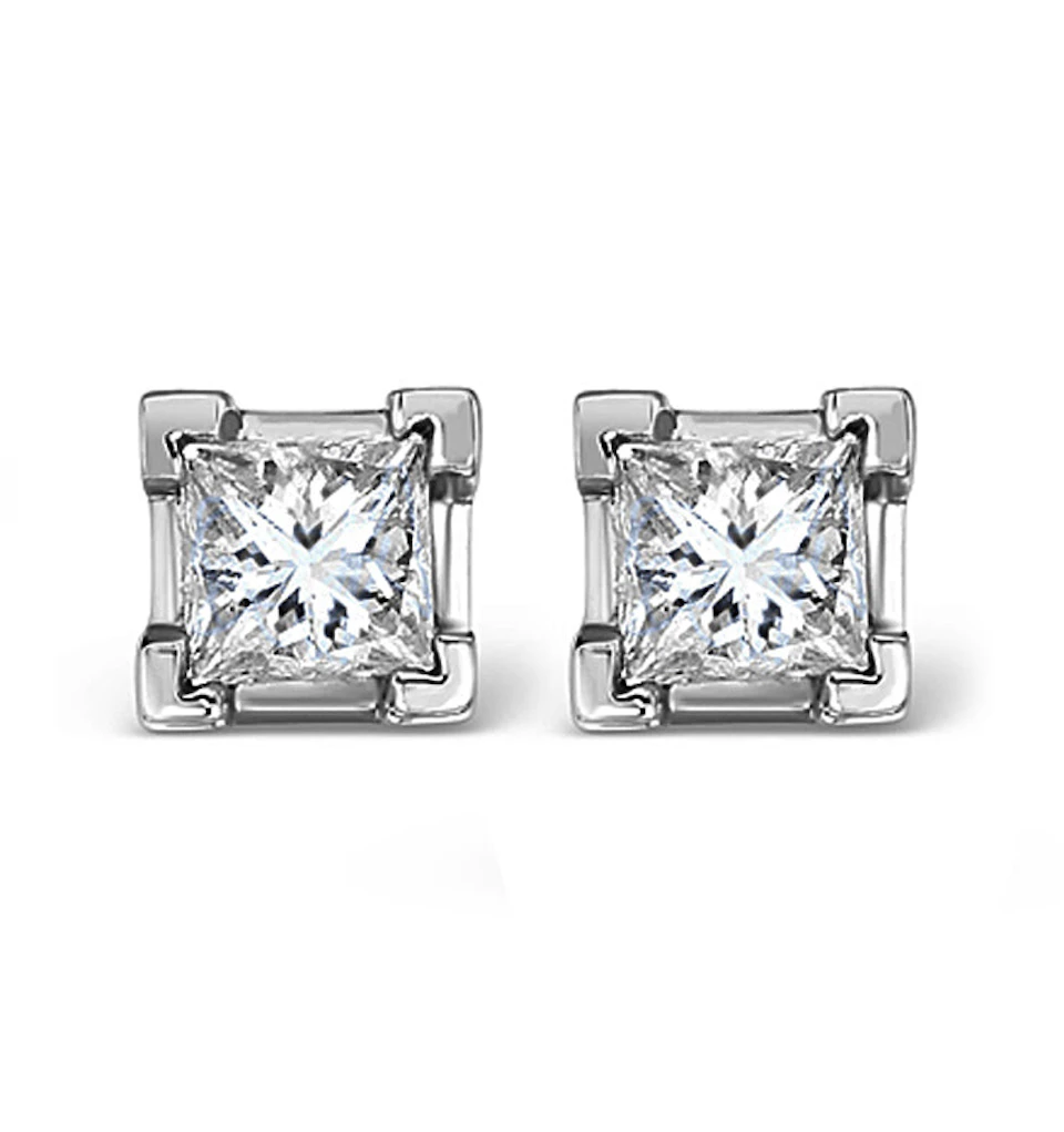 18K White Gold Princess Lab Diamond Earrings - 1CT - F/VS - 4.8mm