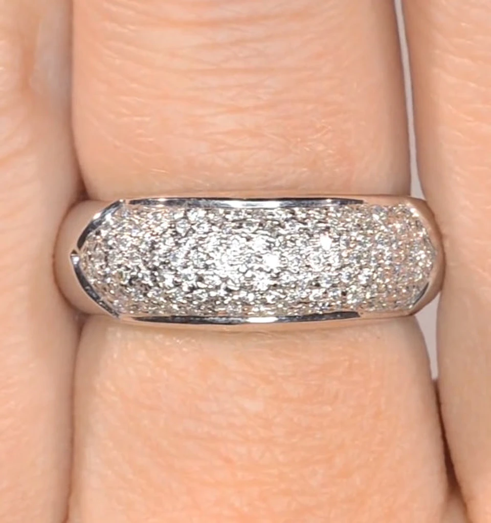 18K White Gold Diamond Pave Ring 0.64ct H/si