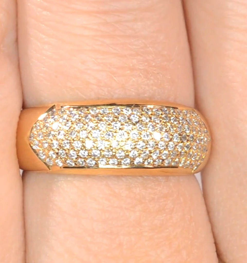 18K Gold Diamond Pave Ring 0.35ct H/si
