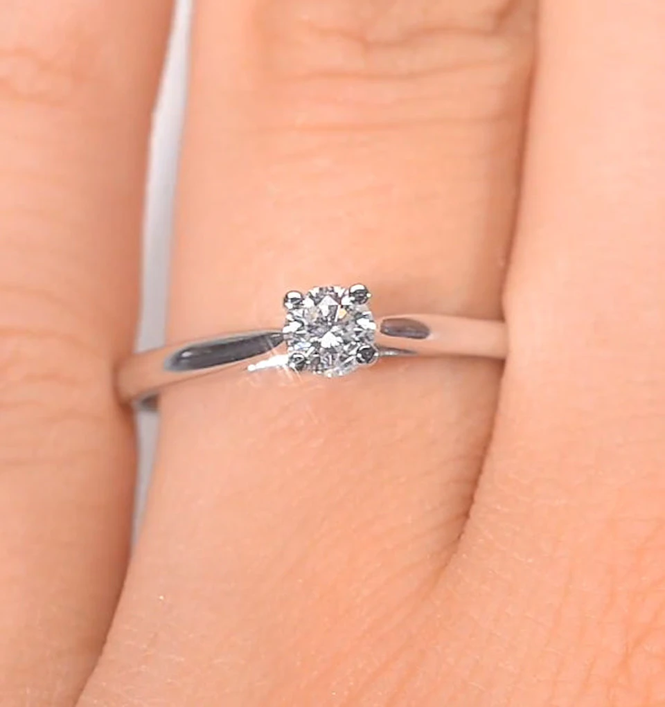 Engagement Ring Certified Elysia 18K White Gold Diamond 0.25CT