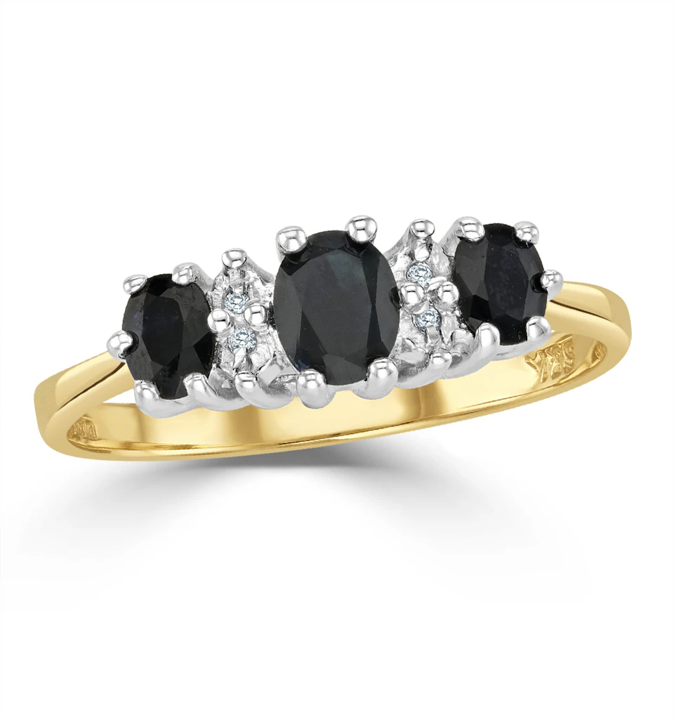 Sapphire 1.00ct And Diamond 9K Gold Ring