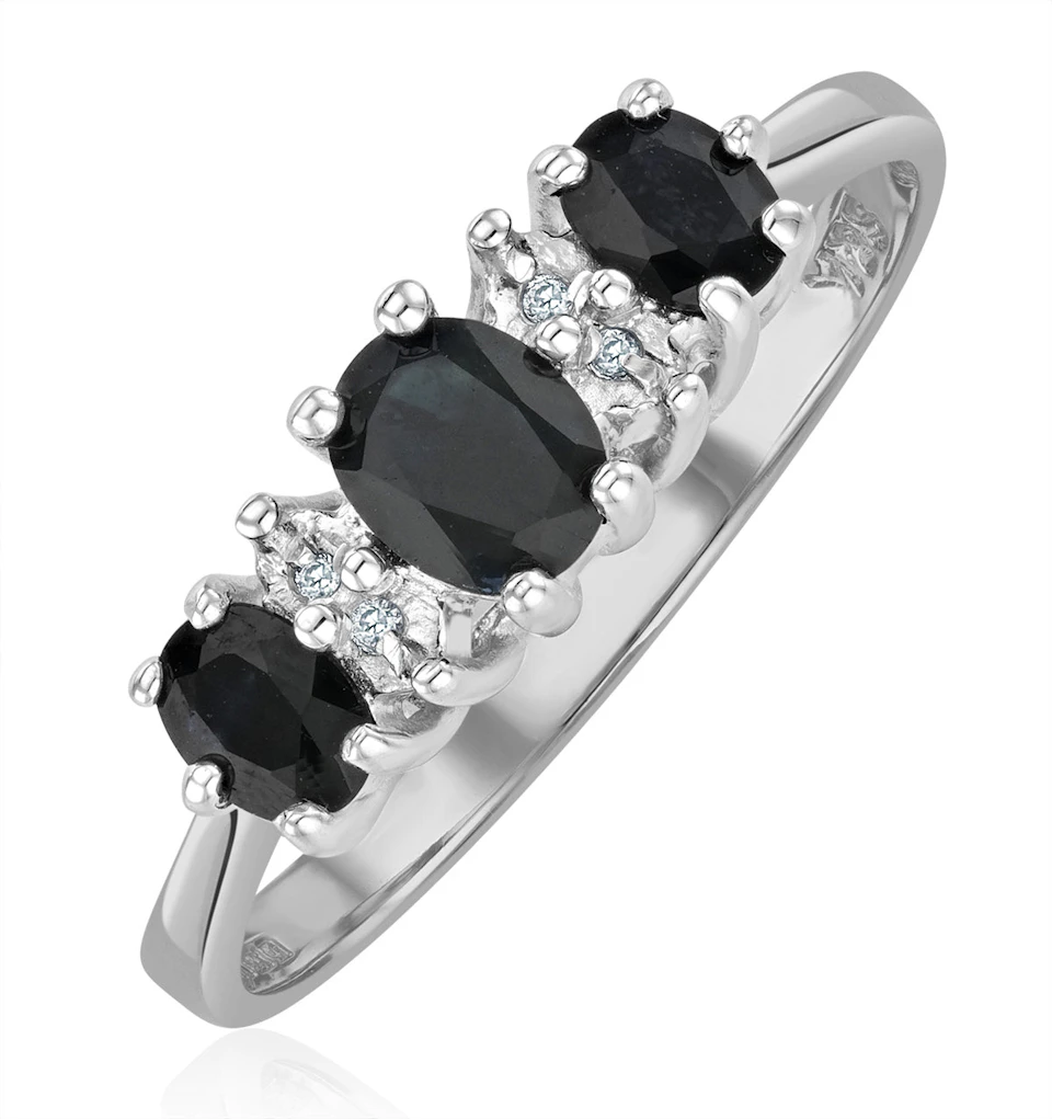 Sapphire 1.00ct And Diamond 9K White Gold Ring