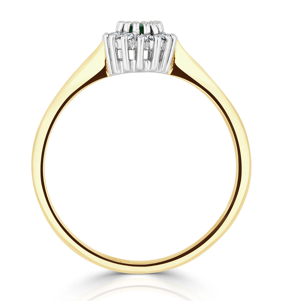 Emerald 5 x 3mm And Diamond 9K Gold Ring
