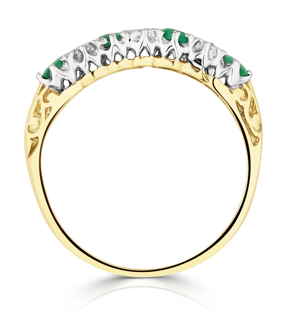 Emerald 0.28ct And Diamond 9K Gold Ring
