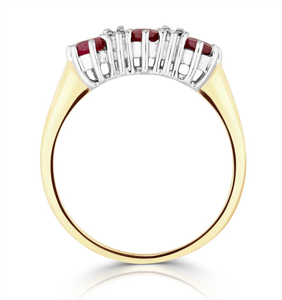 Ruby 0.58ct And Diamond 9K Gold Ring A3399