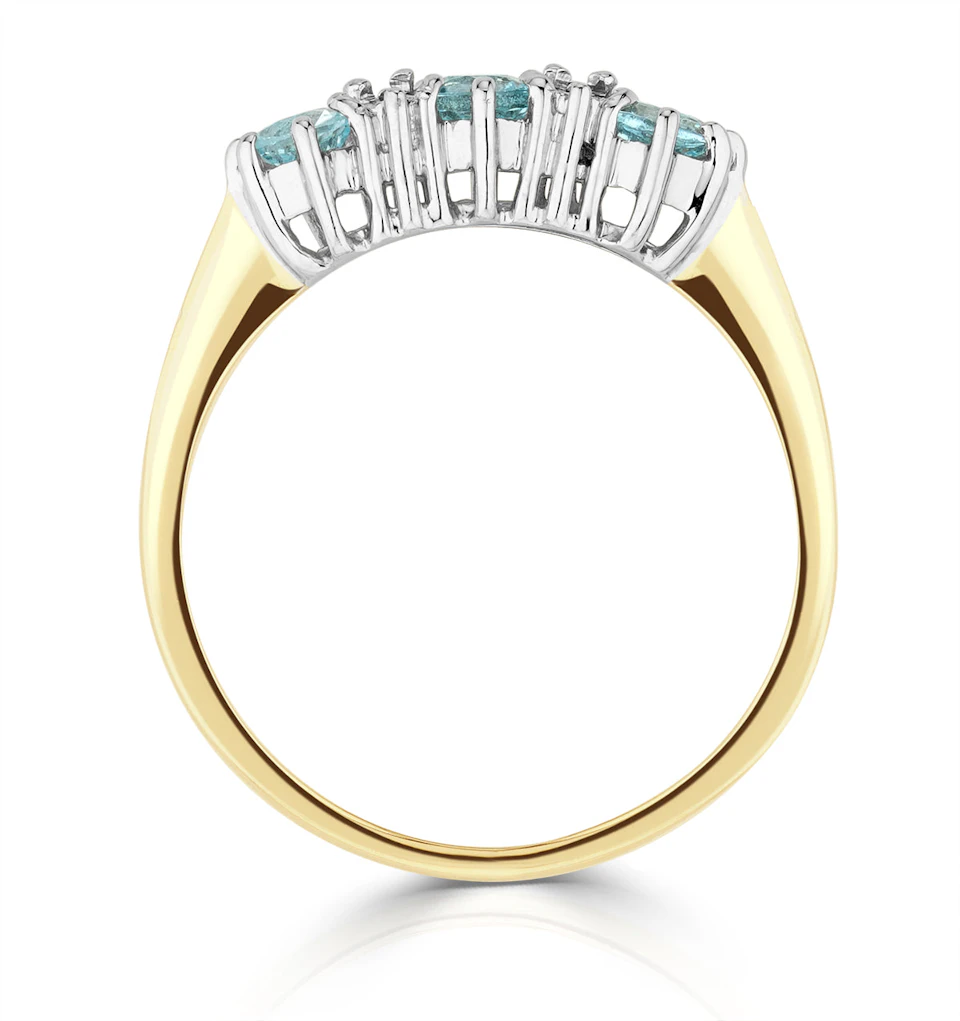 Blue Topaz 0.50CT And Diamond 9K Yellow Gold Ring