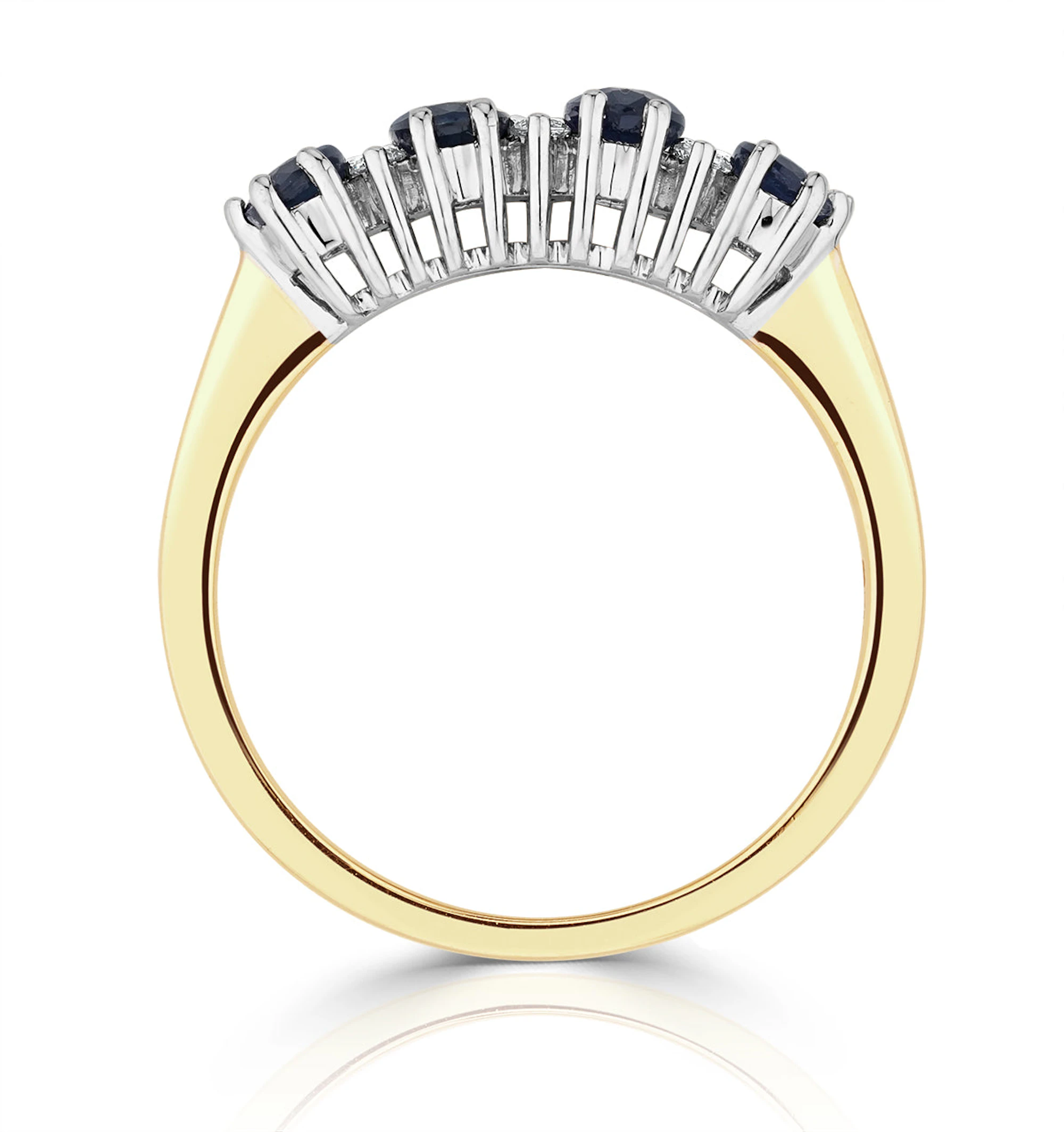 Sapphire 5 x 3mm And Diamond 9K Gold Ring