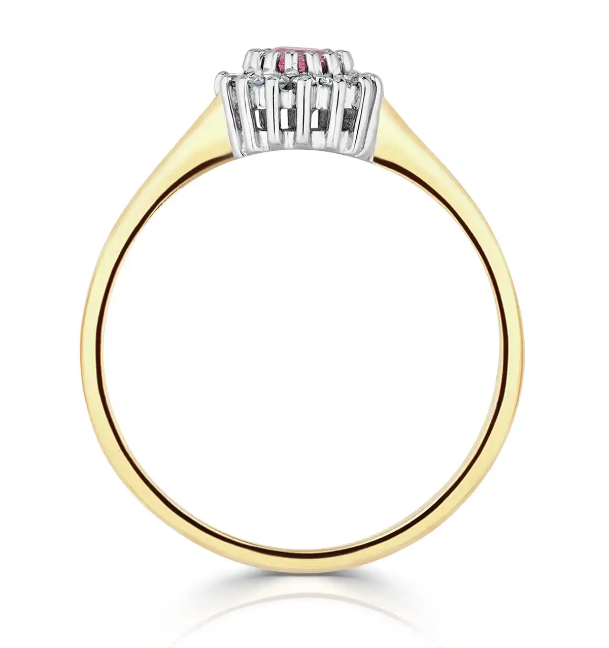 Pink Sapphire and 0.07ct Diamond Ring 9K Yellow Gold