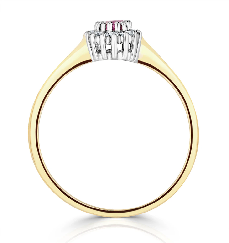 9K Gold Diamond Pink Sapphire Ring 0.05ct