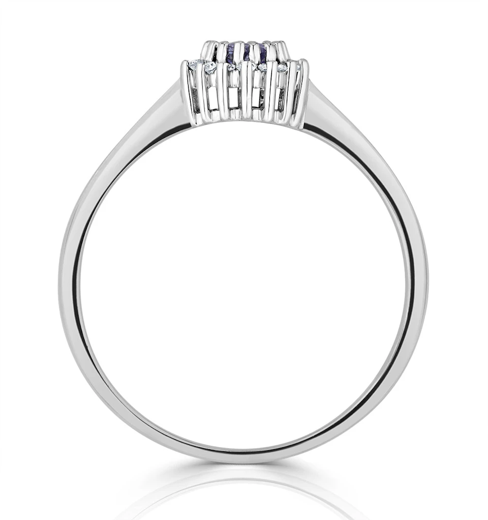 Tanzanite 3.5 x 3.5mm And Diamond 9K White Gold Ring