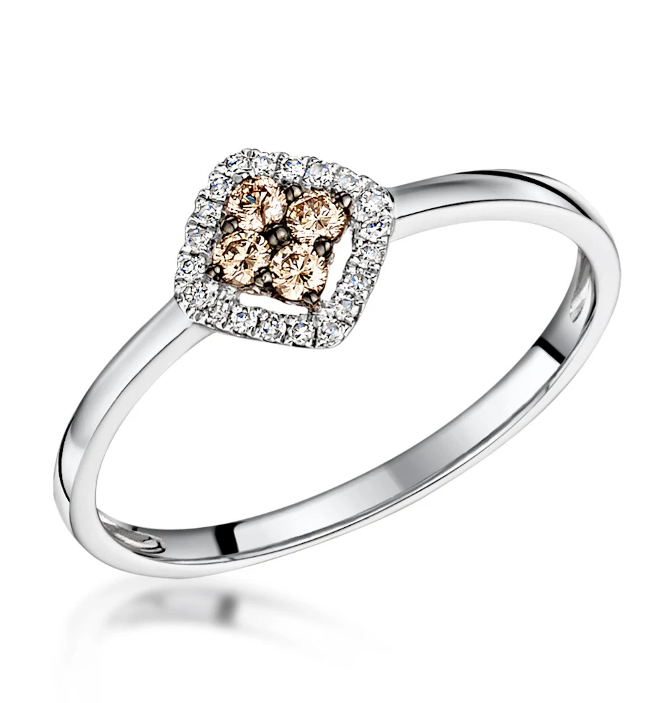 stellato champagne halo diamond ring 015ct in 9k white gold