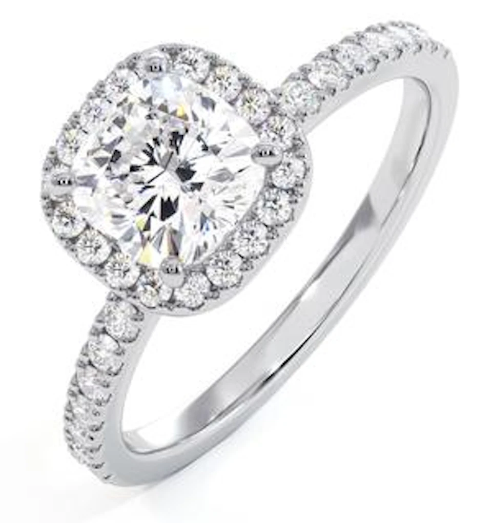 Beatrice Lab Diamond Halo Engagement Ring in Platinum 1.65ct G/SI1
